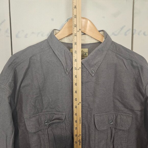 Cabelas Deerskin Soft Chamois Shirt 2XL Gray Long Sleeve Button Down 100% Cotton - Picture 6 of 7